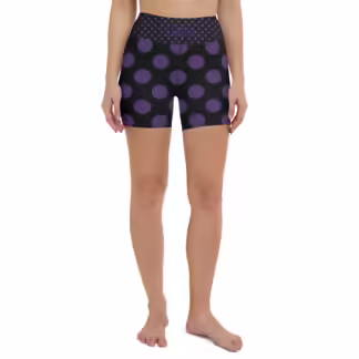 Big Purple Dots Yoga Shorts Stretchy and Fun