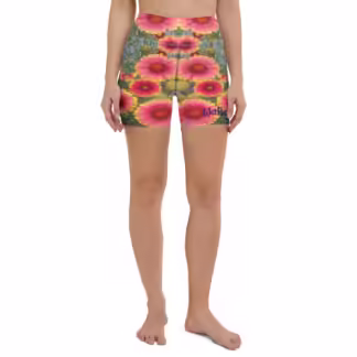 Gallardia Flower Yoga Shorts Crazy eye-catching Mirror-image design