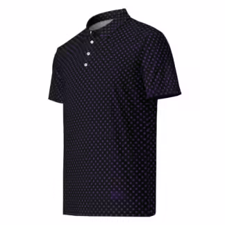 Men’s slim fit "Black with Purple Squares" polo with Wet Rock logo down low