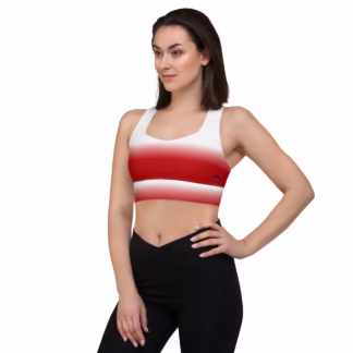 White to Red Recycled Longline Sports Bra Stretchy comfortable supportive