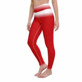 Holiday or Game Day? White to Red Yoga Leggings Stretchy 18% spandex