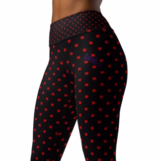 Wide Waisted Red Squares “Dark Santa” Yoga Leggings XS-XL Stretchy 18% spandex Tights