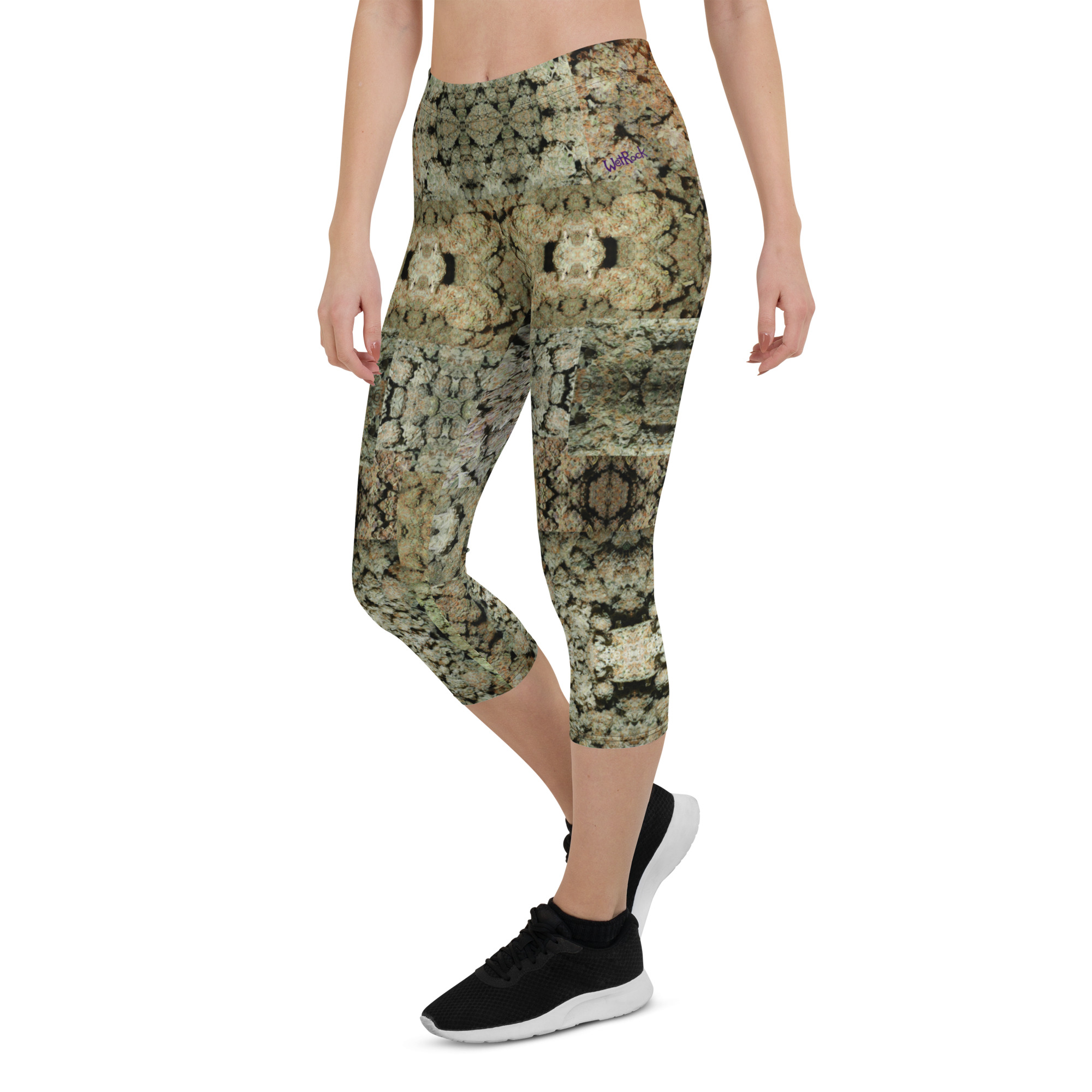 NW Nugz “Green Buds” Capri Leggings. Mirror-Image Photo-Mosaic Dried-Flower Art on Stretchy Pants - Image 7