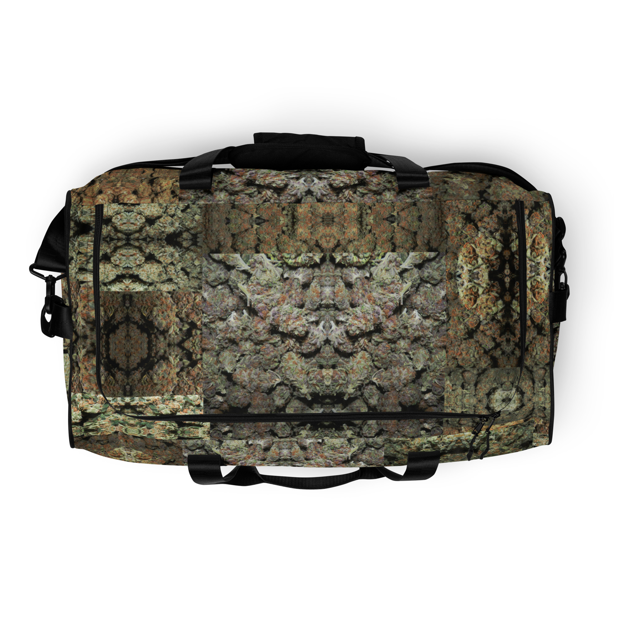 NW Nugz “Green Buds” and “Bud Face” Duffle bag. Photo-Mosaic Dried Flower Art - Image 2