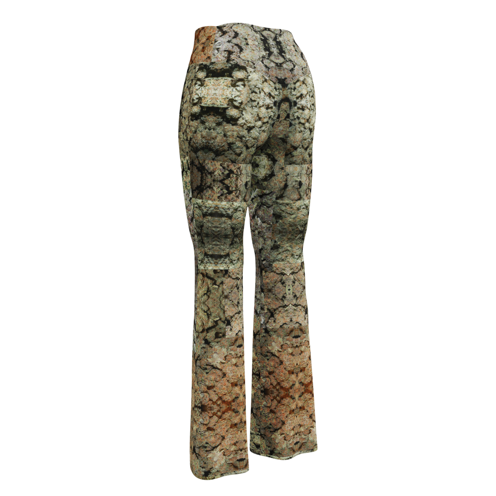 NW Nugz “Green Buds” Flare Leggings 2XS - 6XL. Photo-Mosaic Dried Flower Art on Stretchy Pants - Image 7