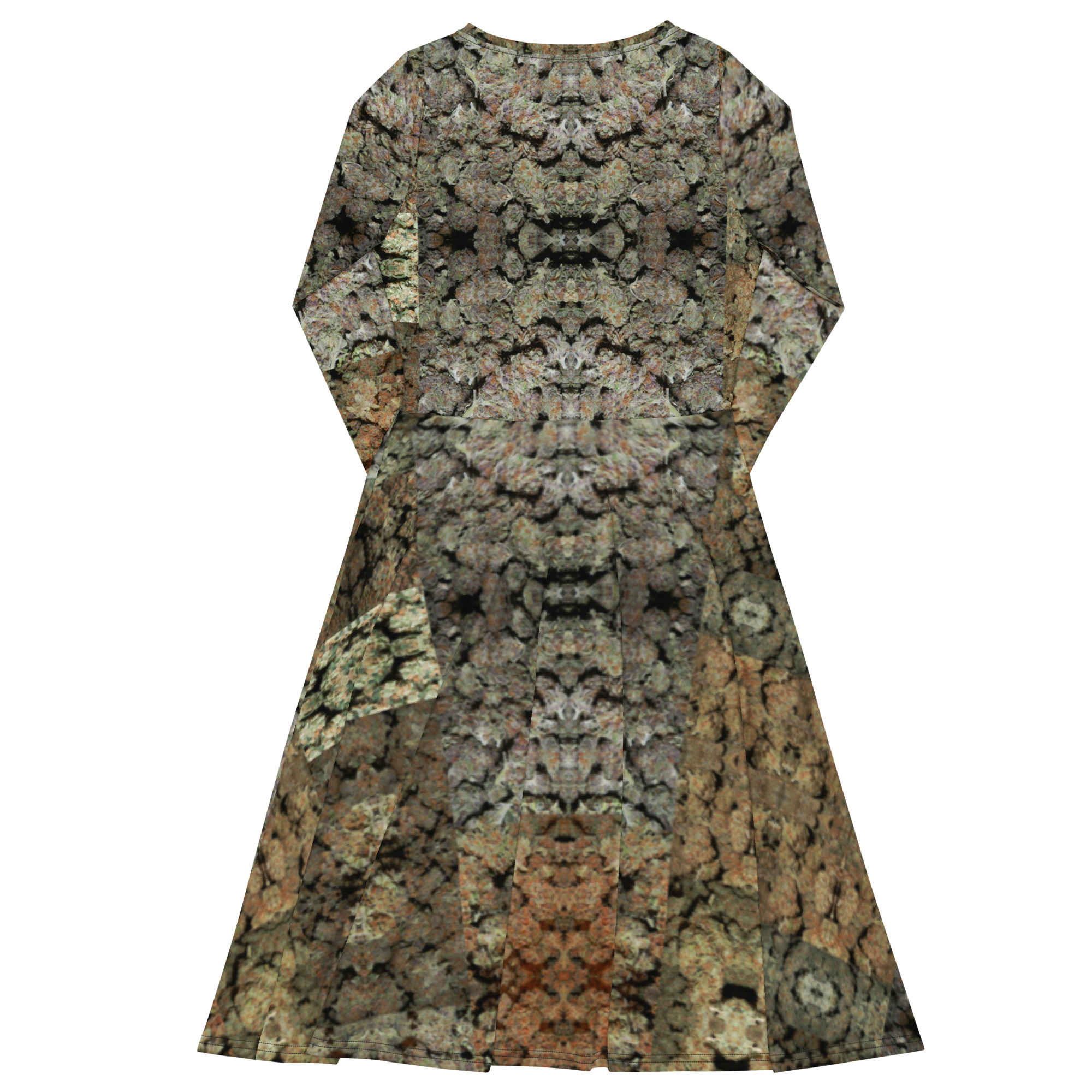 NW Nugz “Bud Face” long sleeve midi dress with pockets. Dried Flower Art - Image 9
