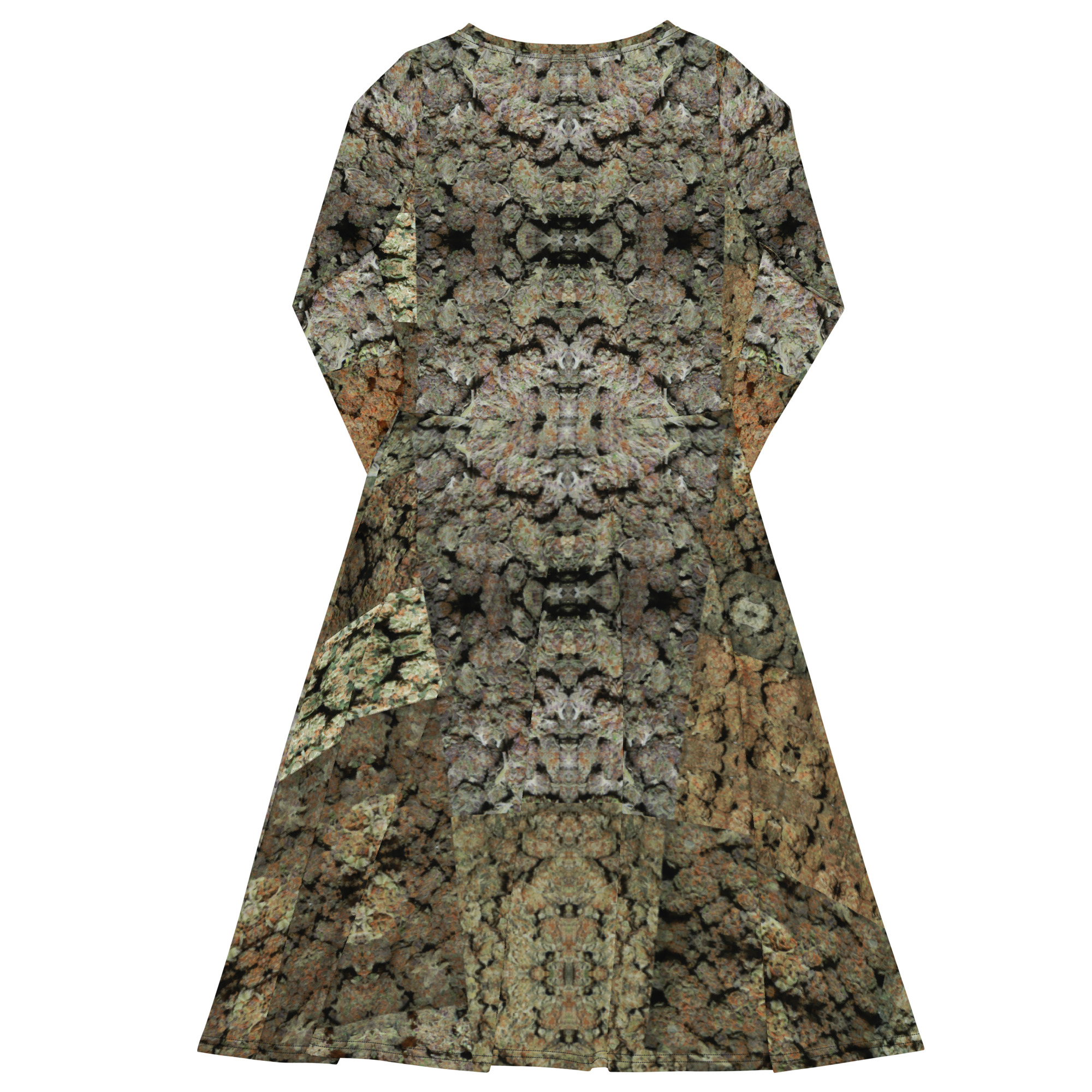 NW Nugz “Green Buds” long sleeve midi dress with pockets. Dried Flower Art - Image 8