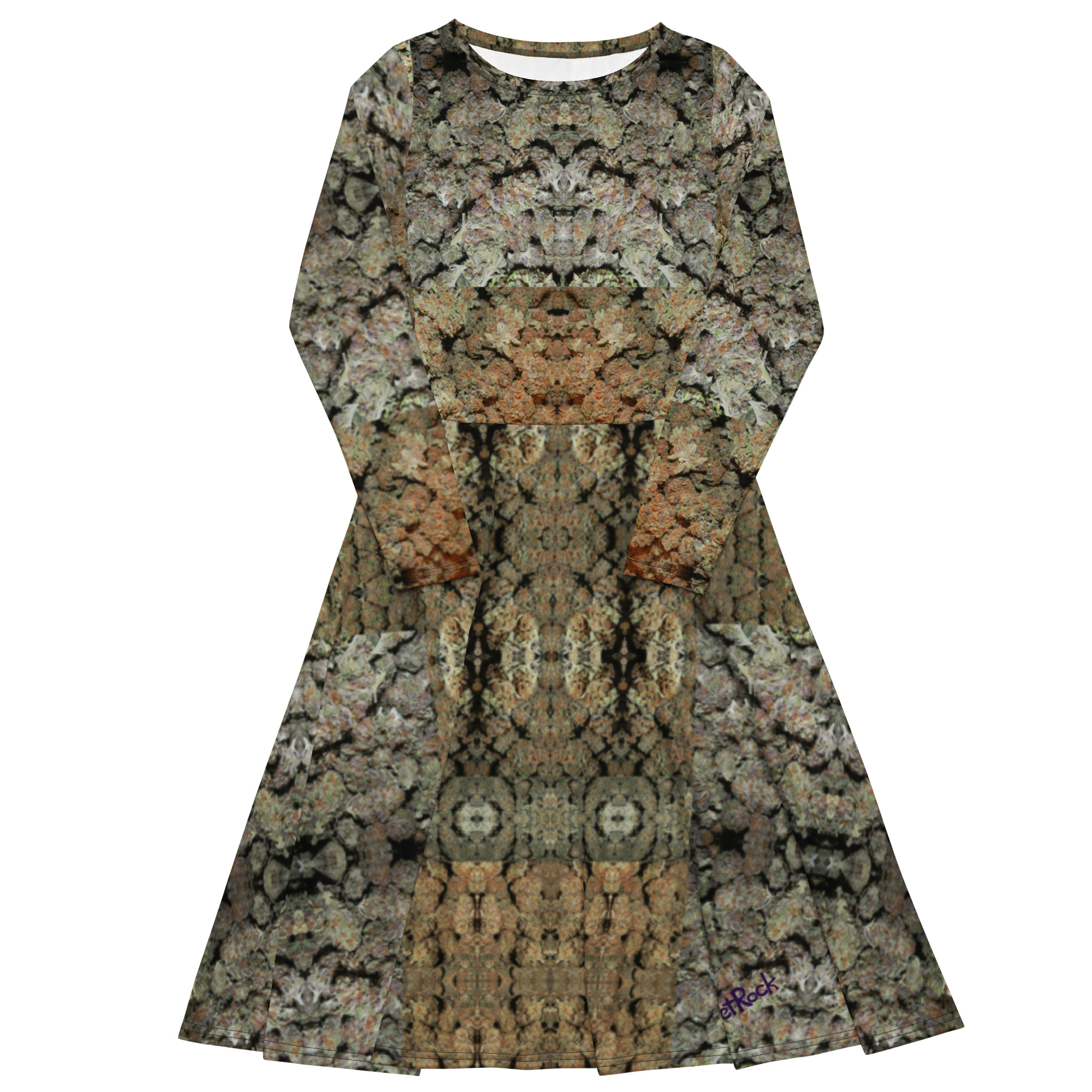 NW Nugz “Bud Face” long sleeve midi dress with pockets. Dried Flower Art - Image 8