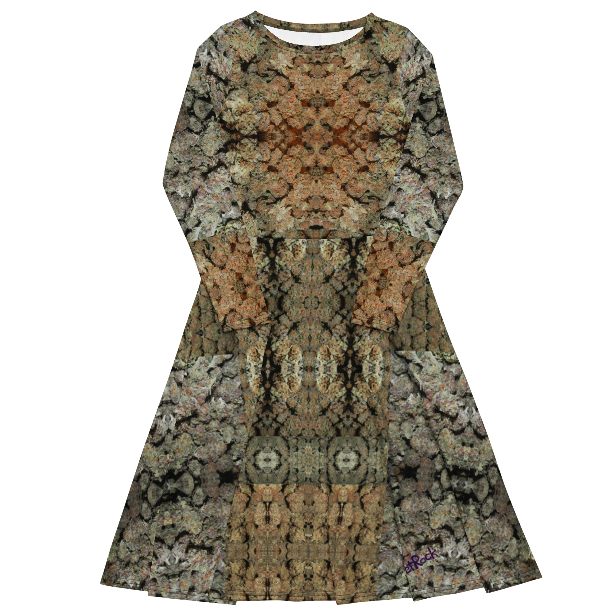 NW Nugz “Green Buds” long sleeve midi dress with pockets. Dried Flower Art - Image 7