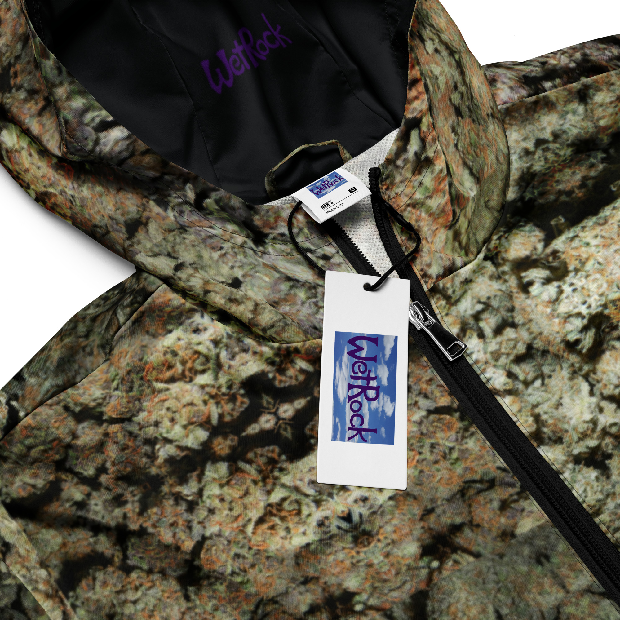 NW Nugz “Green Buds” Men’s windbreaker XS – 3XL. Photo-Mosaic Dried Flower Art - Image 8