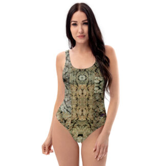 NW Nugz “Green Buds” Photo-Mosaics One-Piece Swimsuit Dried Flower Art