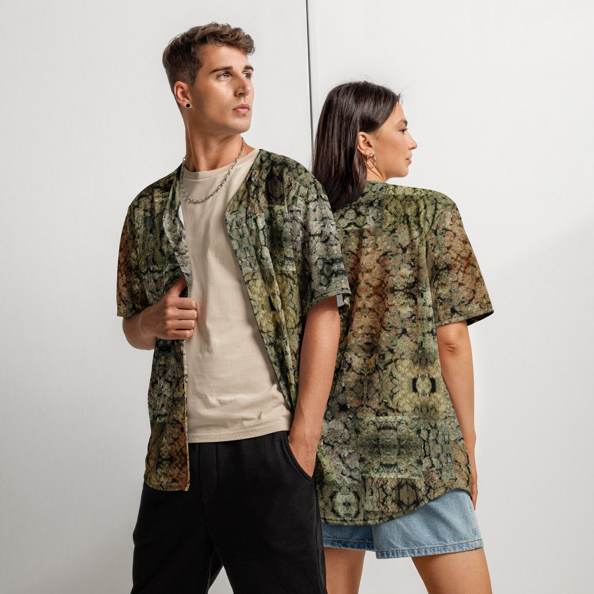 NW Nugz “Green Buds” Recycled baseball jersey 2XS-6XL. Photo-Mosaic Marijuana-Flower Art - Image 5