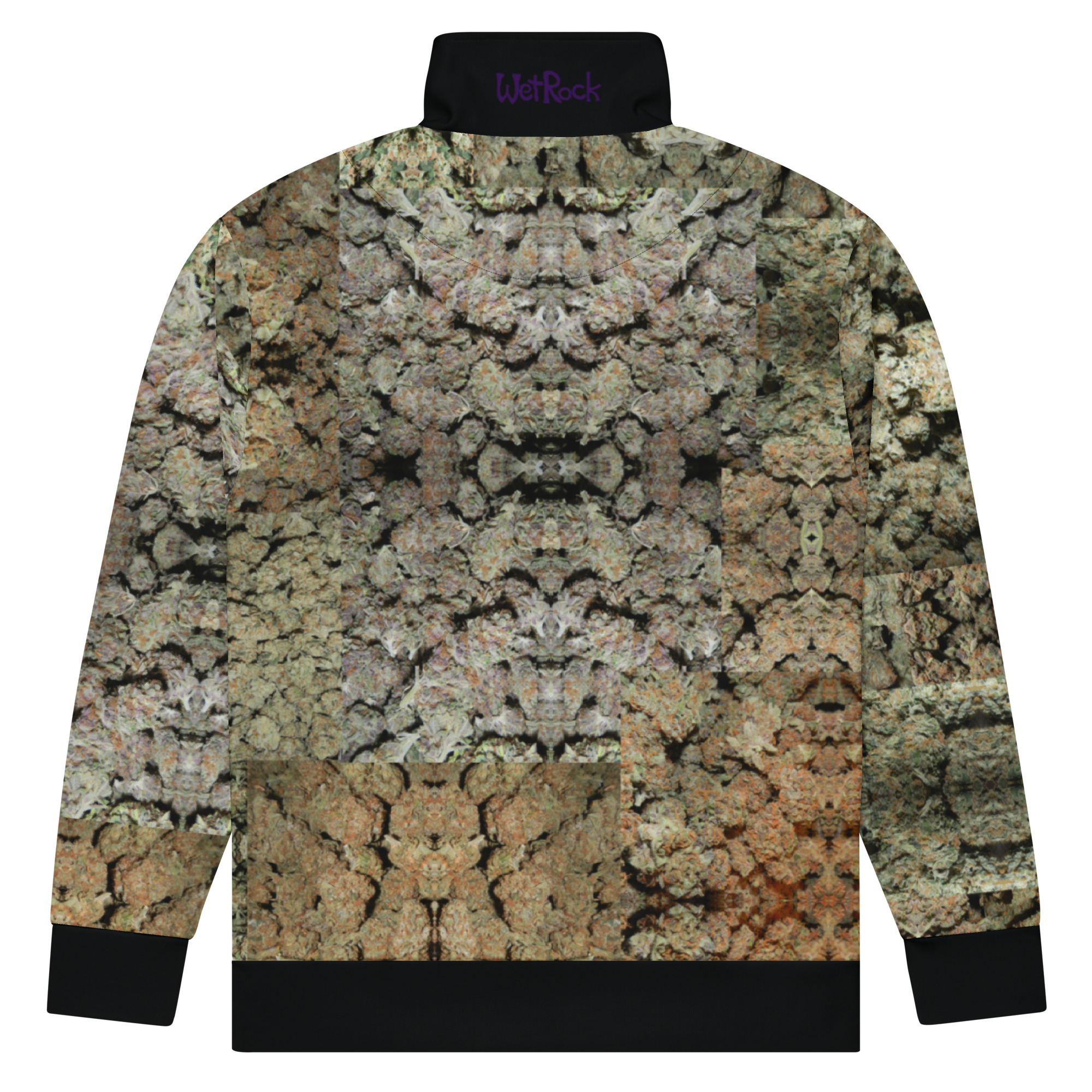 NW Nugz “Green Buds” Photo-Mosaic Unisex Track Jacket w Black Details - Image 5