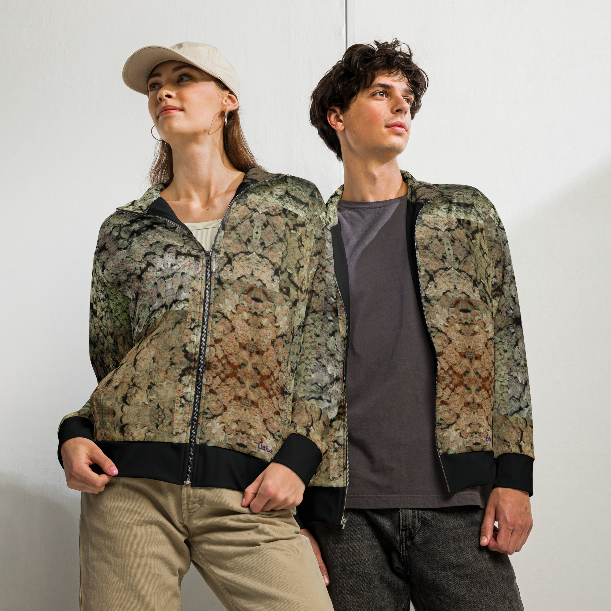 NW Nugz “Green Buds” Photo-Mosaic Unisex Track Jacket w Black Details