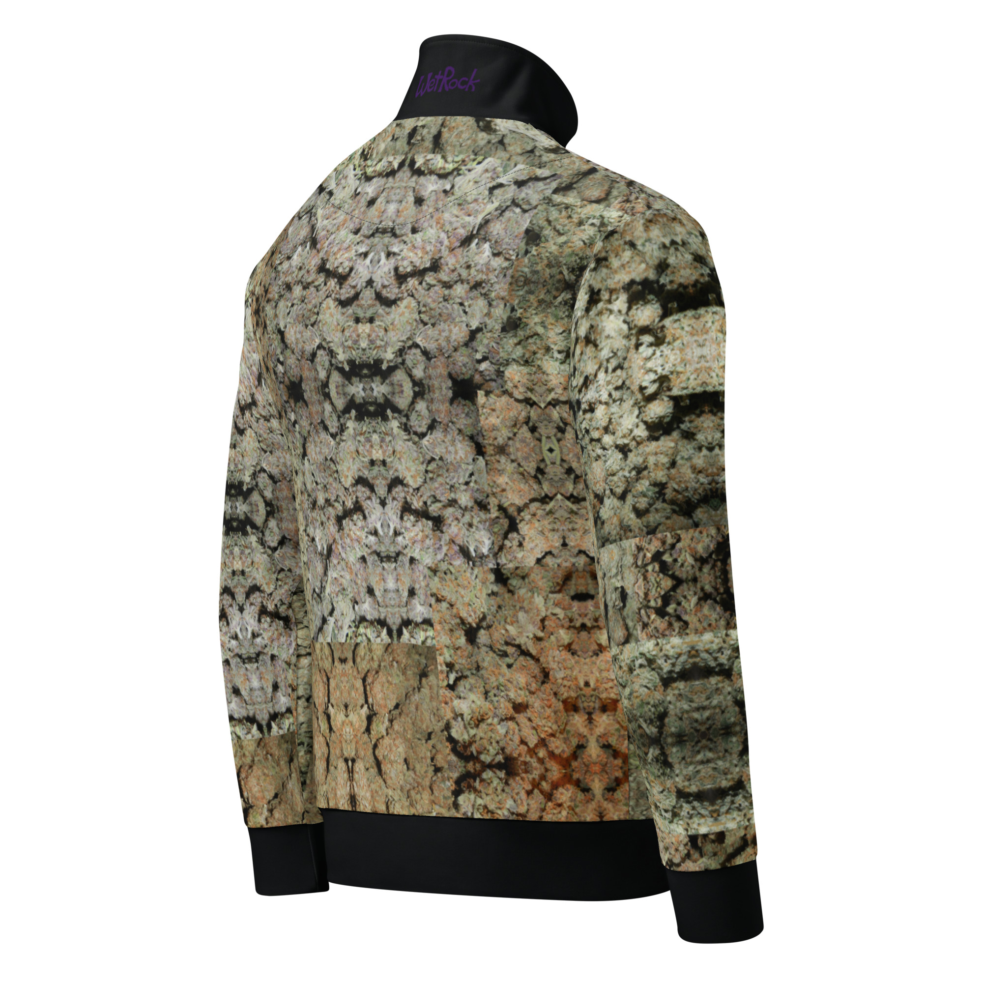 NW Nugz “Green Buds” Photo-Mosaic Unisex Track Jacket w Black Details - Image 6