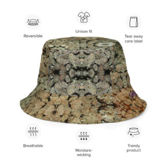 NW Nugz “Green Buds” Photo-Mosaics Reversible bucket hat. Dried Flower Art