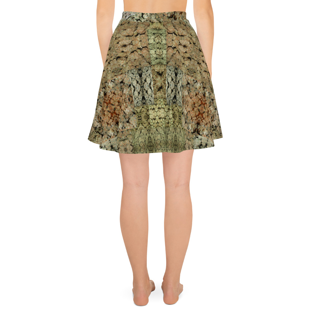 NW Nugz “Green Buds” Mirror-Images Skater Skirt. Photo-Mosaic Dried Flower Art - Image 5