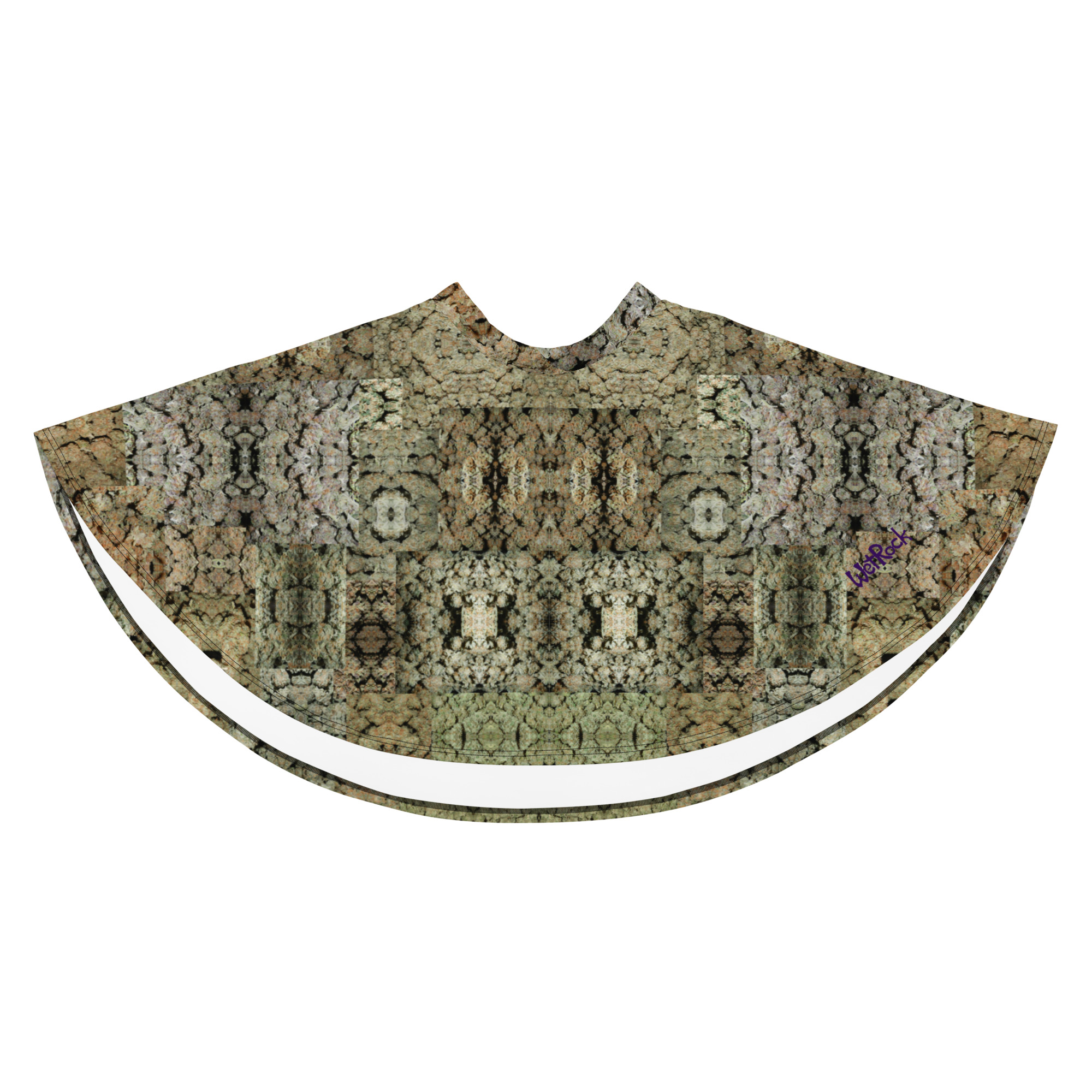 NW Nugz “Green Buds” Mirror-Images Skater Skirt. Photo-Mosaic Dried Flower Art