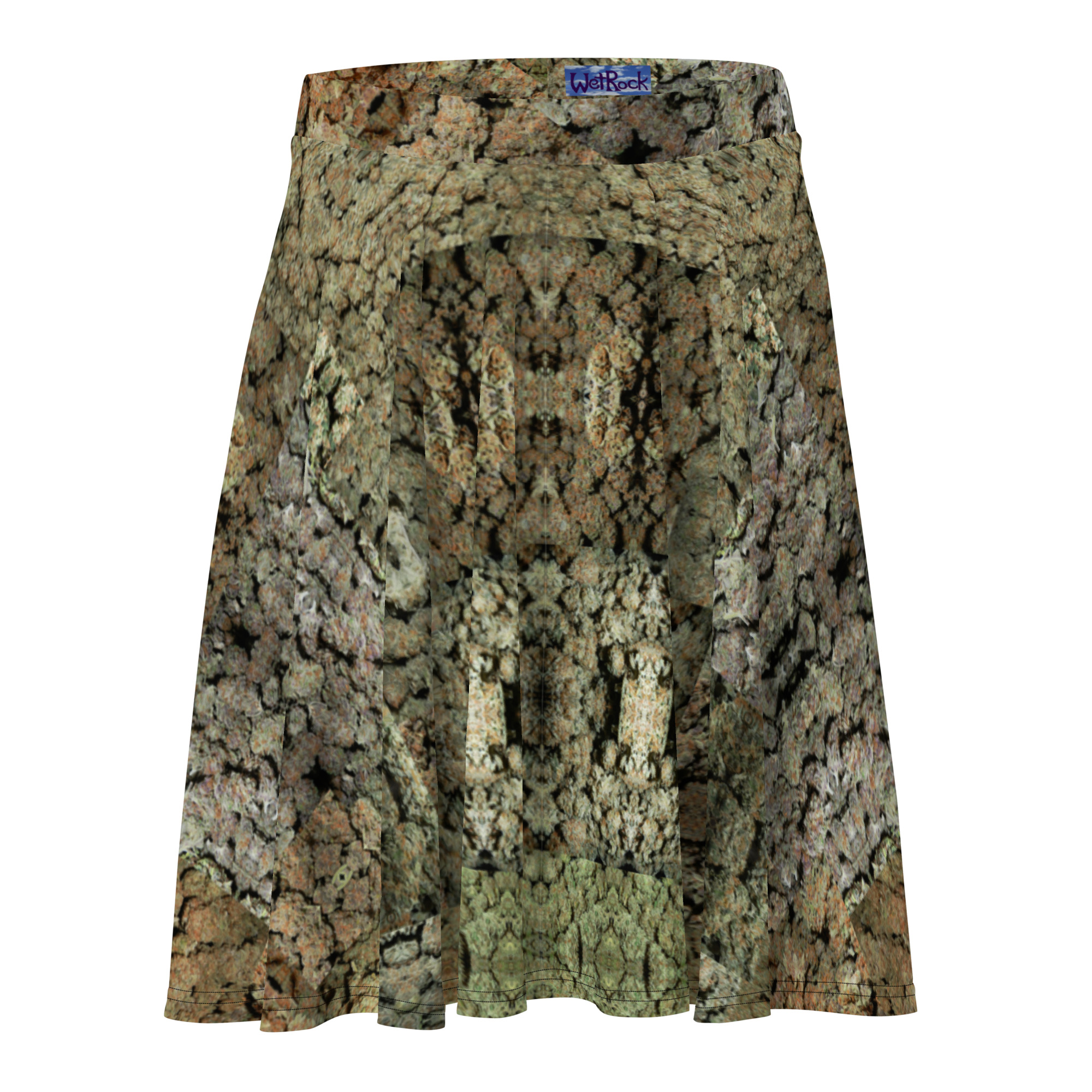 NW Nugz “Green Buds” Mirror-Images Skater Skirt. Photo-Mosaic Dried Flower Art - Image 4