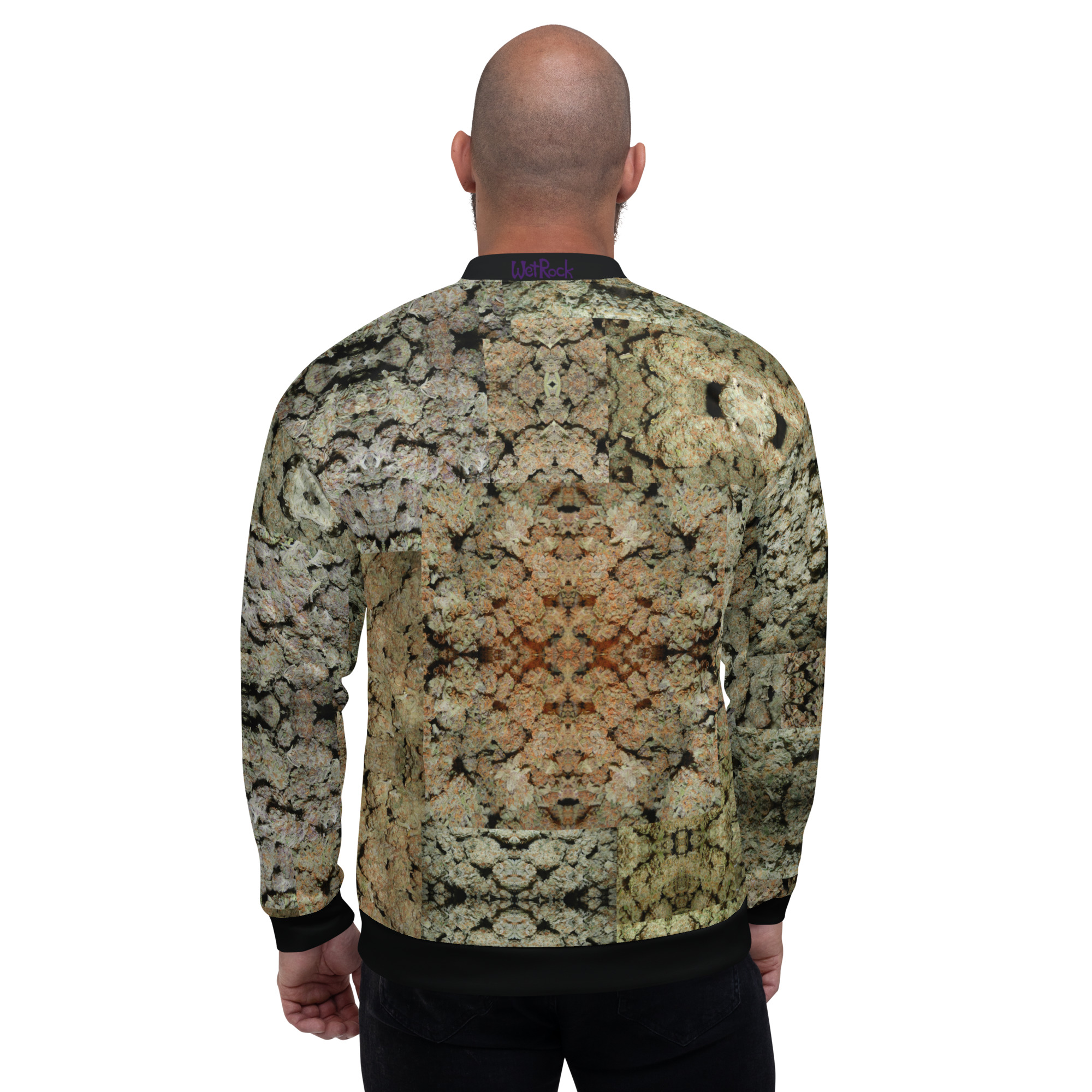 NW Nugz “Green Buds” Unisex Bomber Jacket XS – 3XL. Photo-Mosaic Dried Flower Art - Image 7