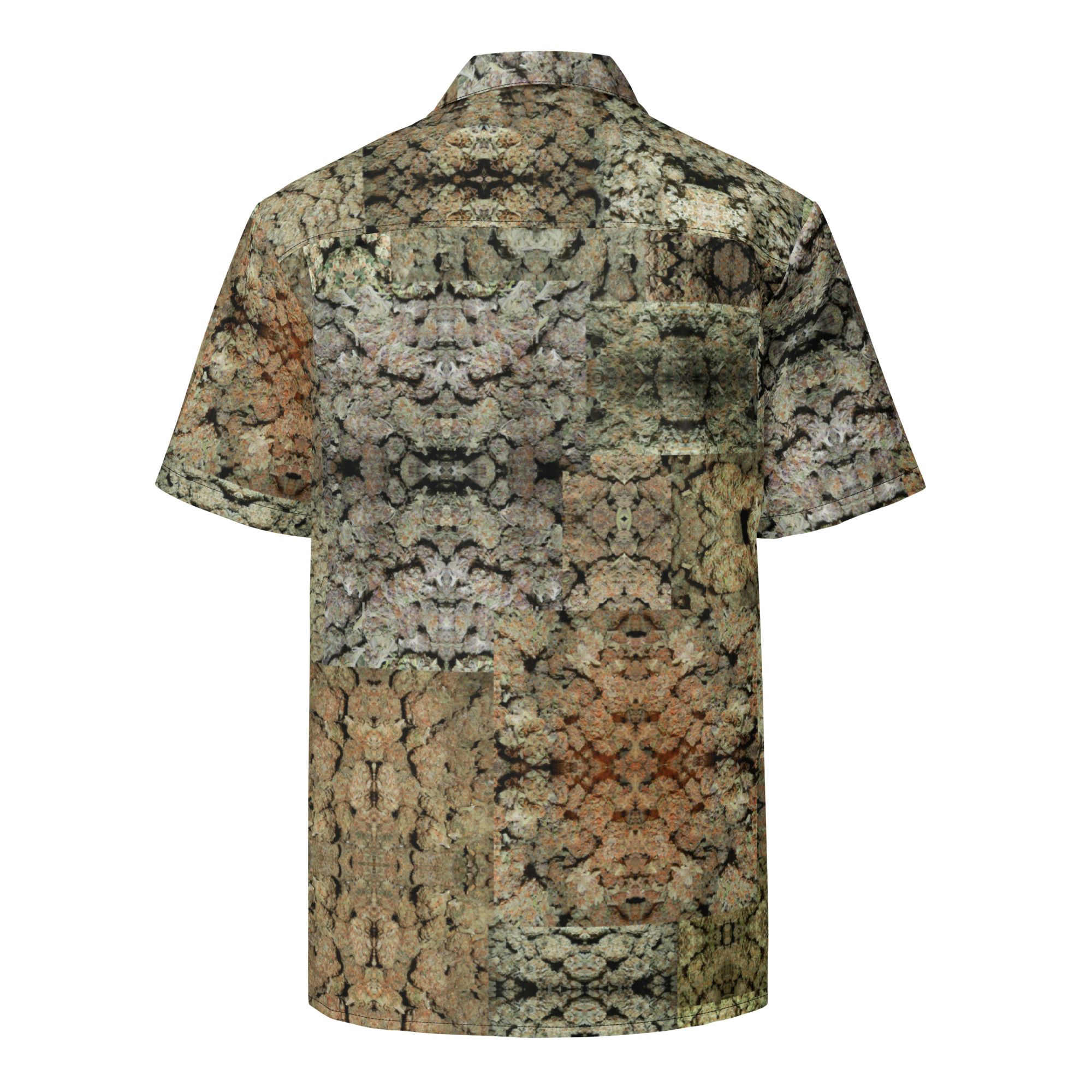 NW Nugz “Green Buds” Photo-Mosaics Unisex button shirt. Dried Flower Art - Image 5