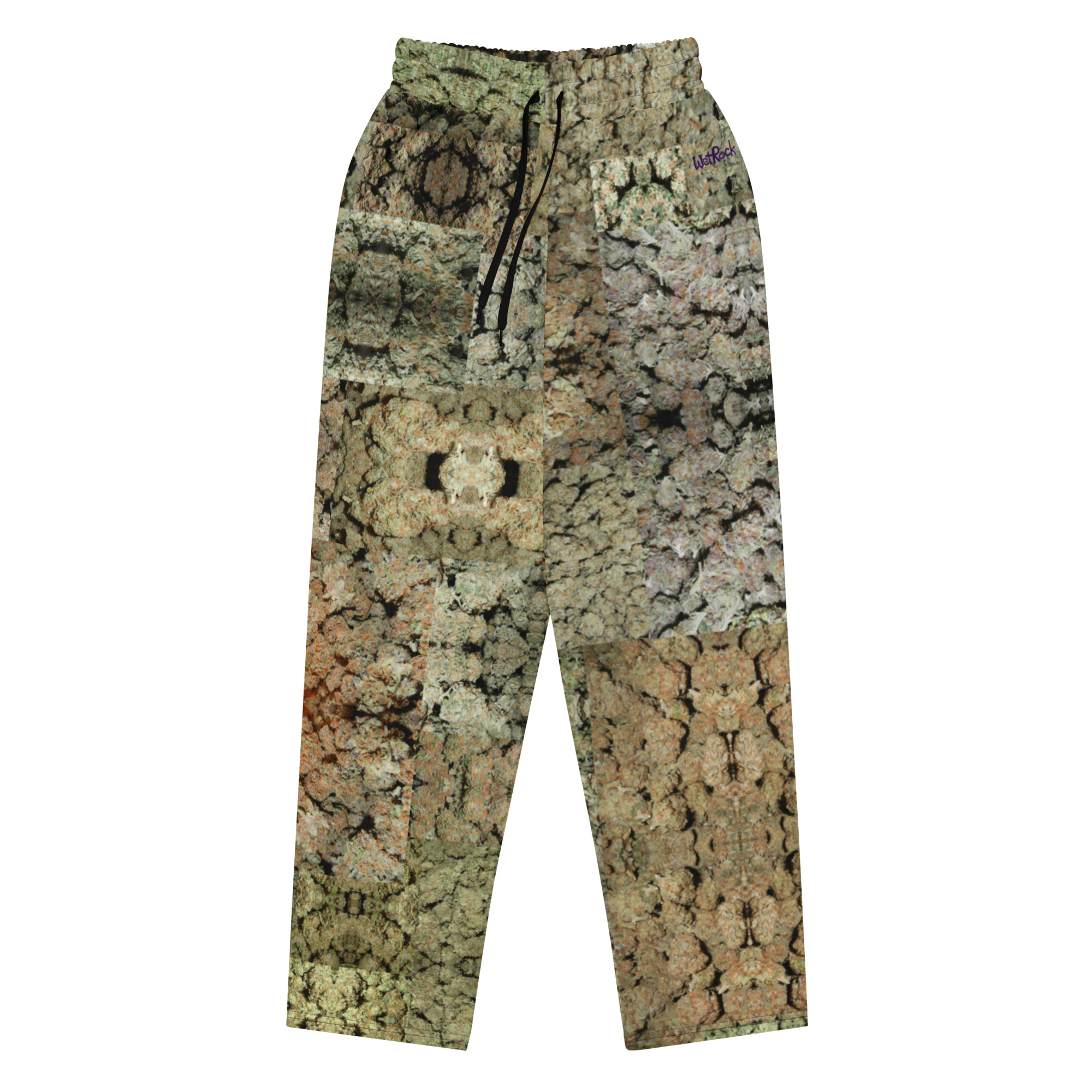 NW Nugz “Green Buds” Photo-Mosaic Wide-leg joggers. Dried Flower Art - Image 5