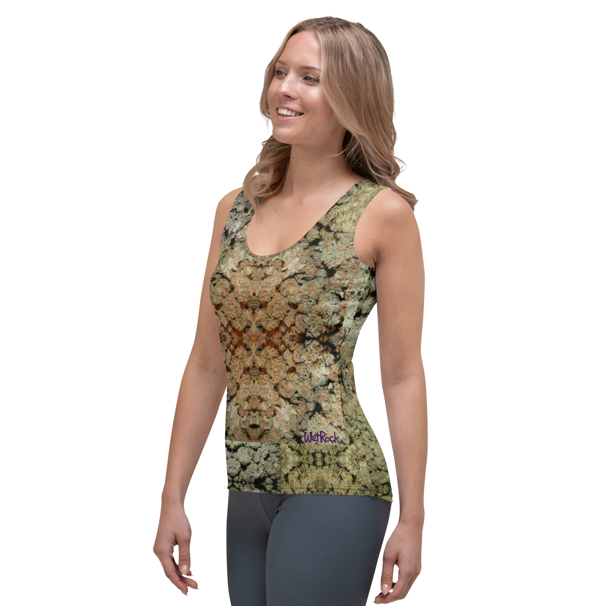 NW Nugz “Green Buds” Women's Tank Top. XS – XL Mirror-Image Photo-Mosaic Dried-Flower Art - Image 7