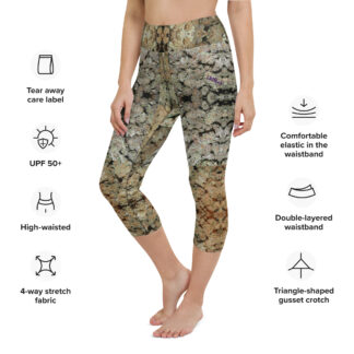 NW Nugz "Purple Buds" and "Bud Face" Yoga Capri Leggings. Photo-Mosaic Dried-Flower Art on Stretchy Pants