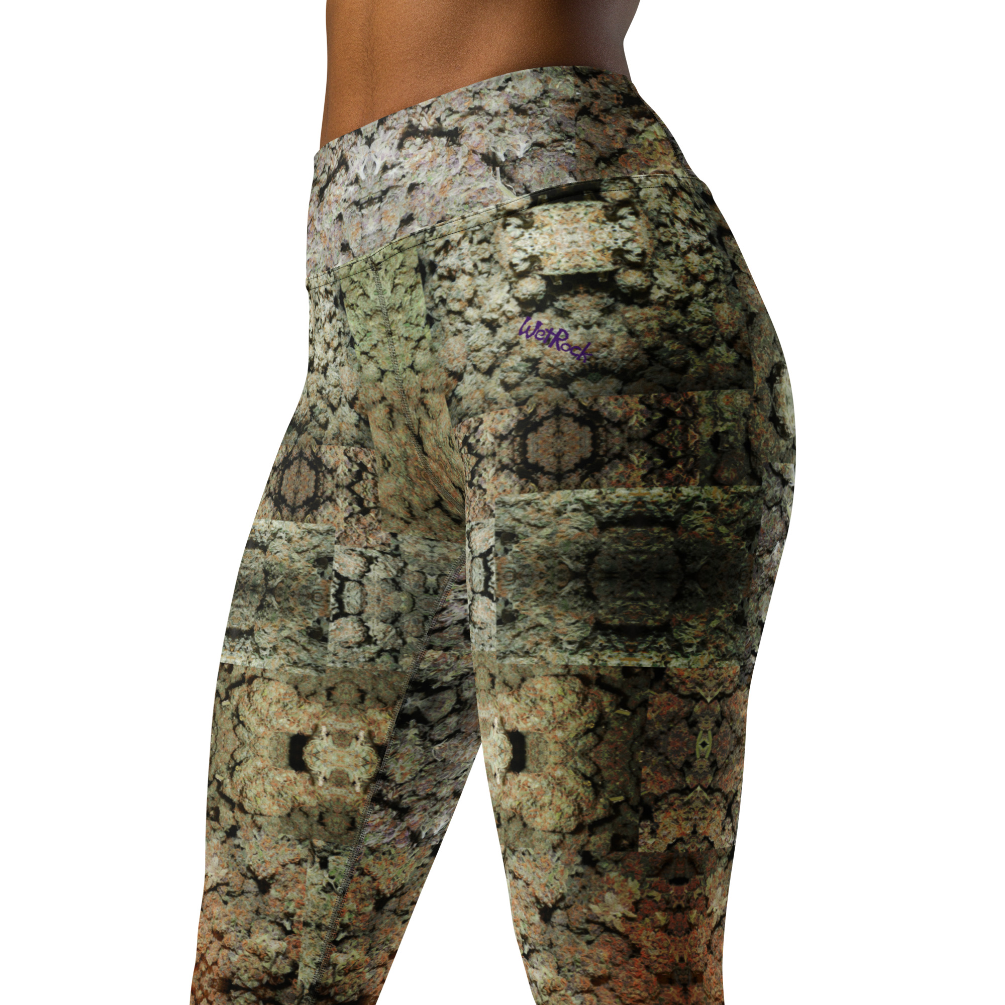 NW Nugz "Green Buds" Mirror Image Yoga Leggings. "420" Dried Flower Art