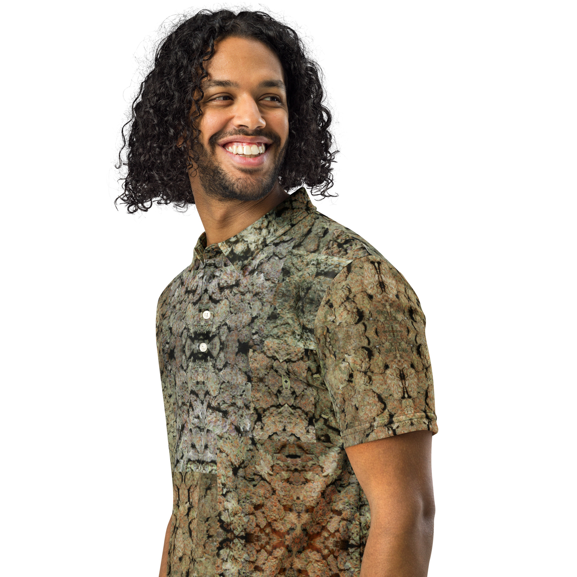Men’s slim fit NW Nugz "Green Buds" Photo Mosaic Polo - Image 3
