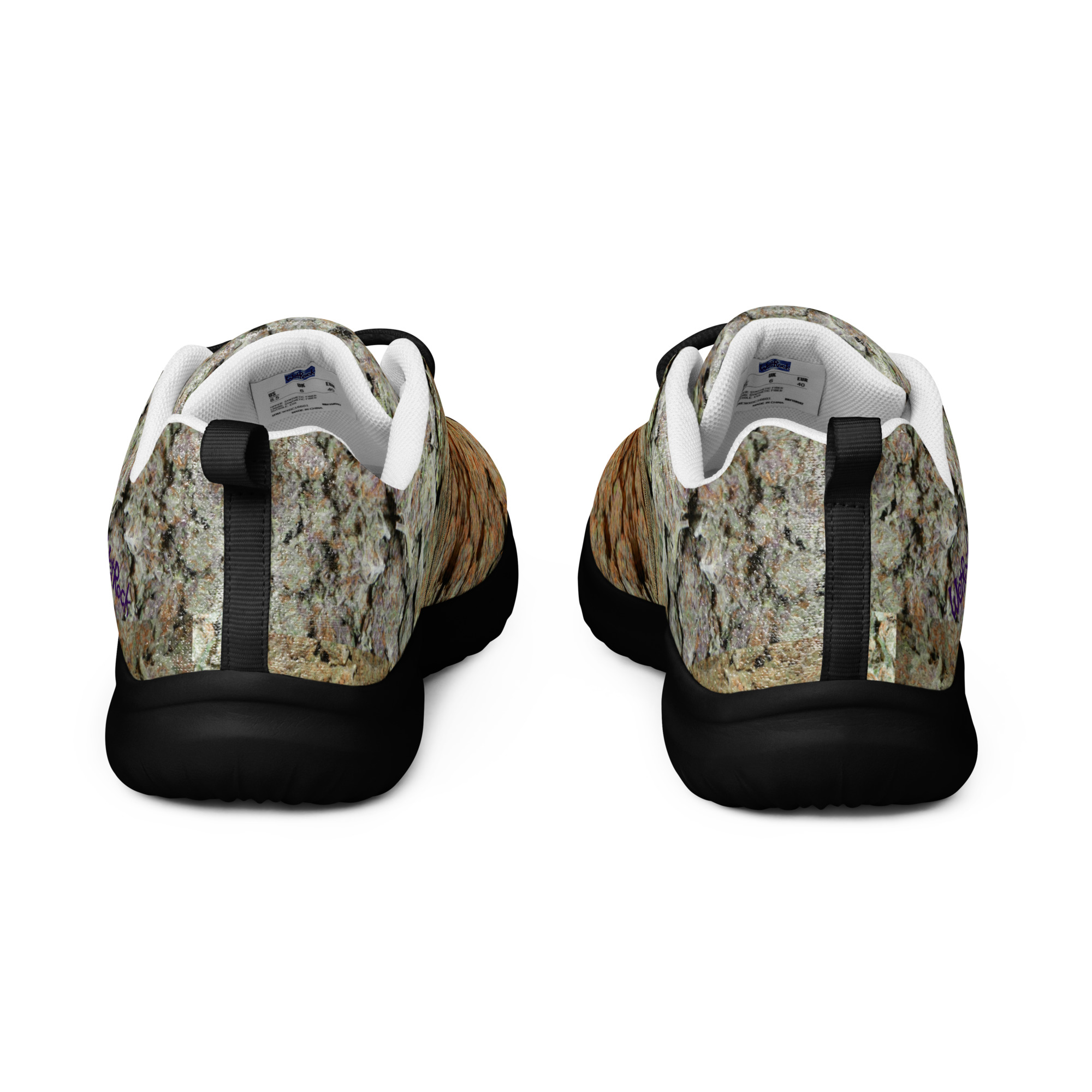 NW Nugz “Green Buds” Design “1M” on Men’s athletic shoes. Photo-Mosaic Dry-Flower Art - Image 4