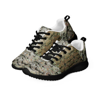 NW Nugz “Green Buds” Design “2M” on Men’s athletic shoes. Photo-Mosaic Dry-Flower Art