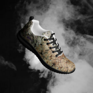 NW Nugz “Green Buds” Design “1M” on Men’s athletic shoes. Photo-Mosaic Dry-Flower Art