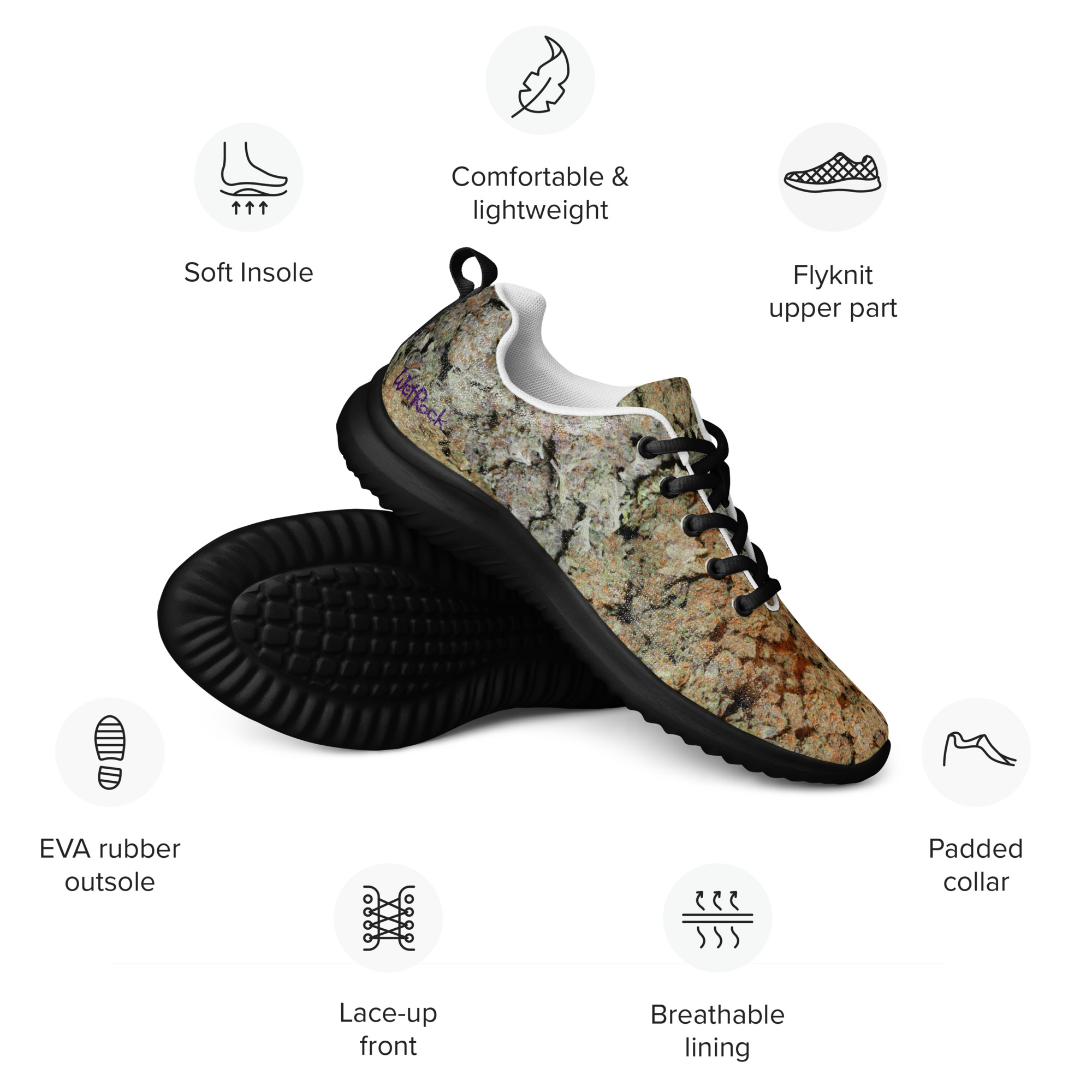 NW Nugz “Green Buds” design #1W Photo-Mosaic Women’s athletic shoes - Image 3