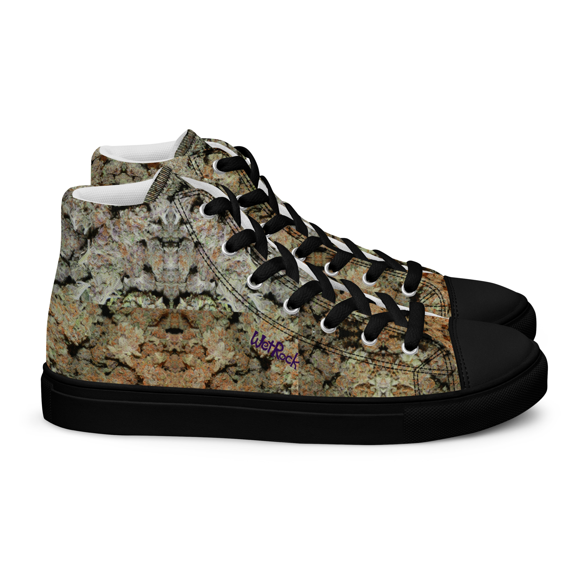 NW Nugz “Bud Face” Design Women’s high top canvas shoes Photo-Mosaic Dry-Flower Art - Image 6