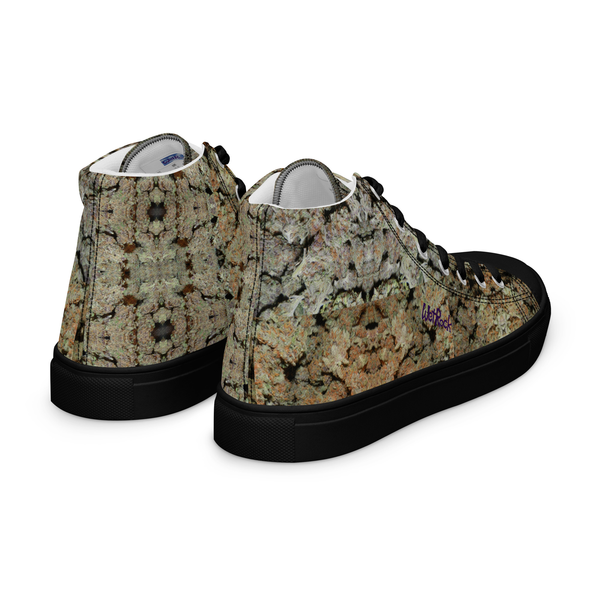 NW Nugz “Bud Face” Design Women’s high top canvas shoes Photo-Mosaic Dry-Flower Art - Image 3