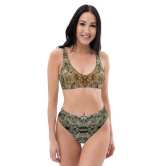 NW Nugz “Green Buds” Recycled high-waisted bikini covered in Dried-Flower-Bud Art