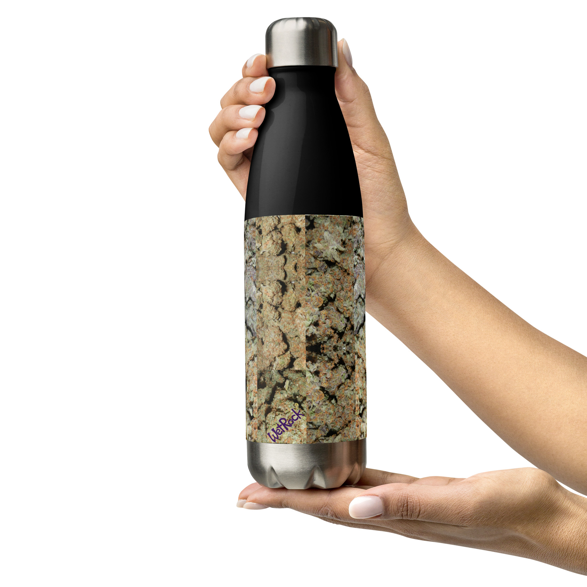 NW Nugz “Bud Face” design Stainless-steel water bottle. Photo-Mosaic Dried-Flower-Bud Art - Image 3