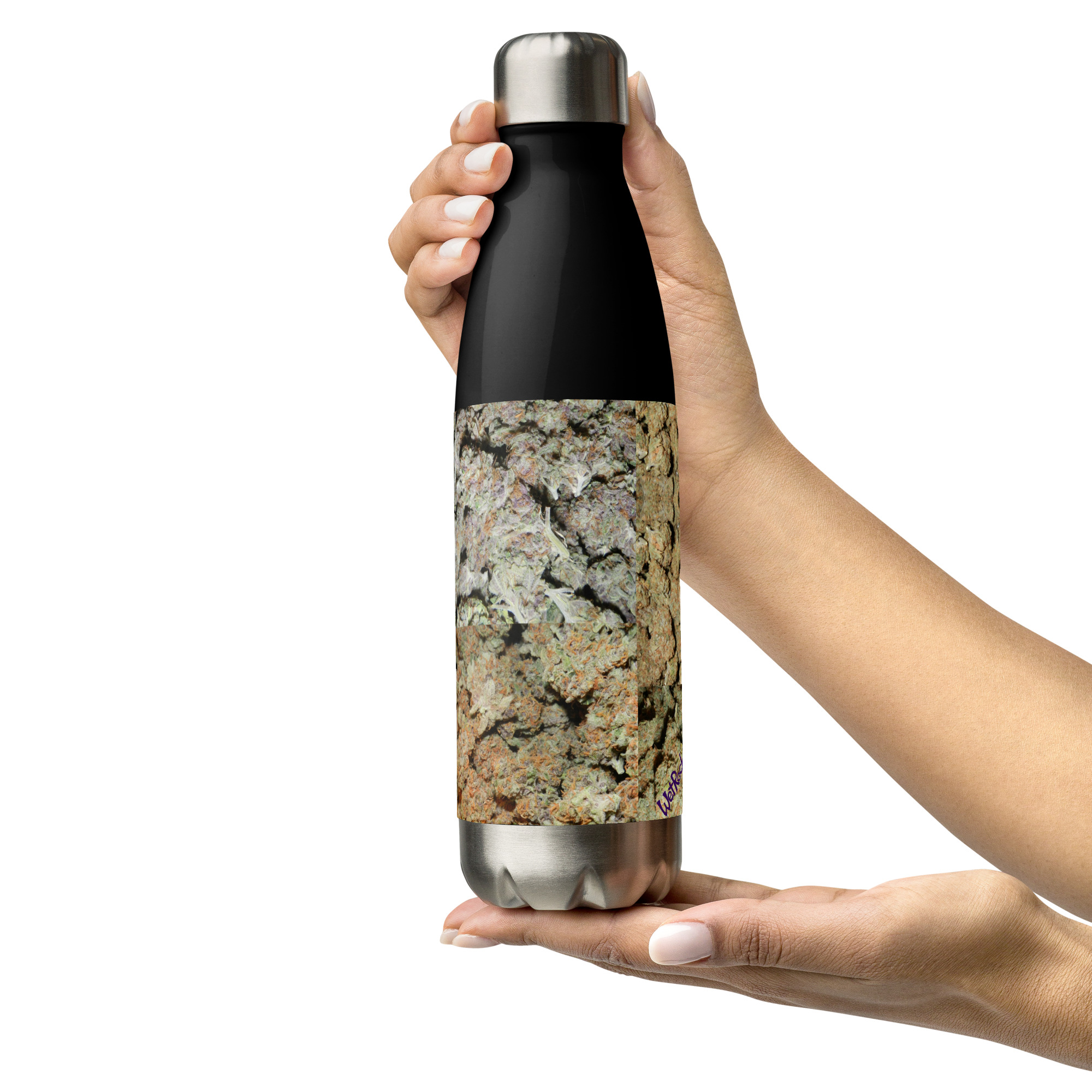 NW Nugz “Bud Face” design Stainless-steel water bottle. Photo-Mosaic Dried-Flower-Bud Art - Image 5