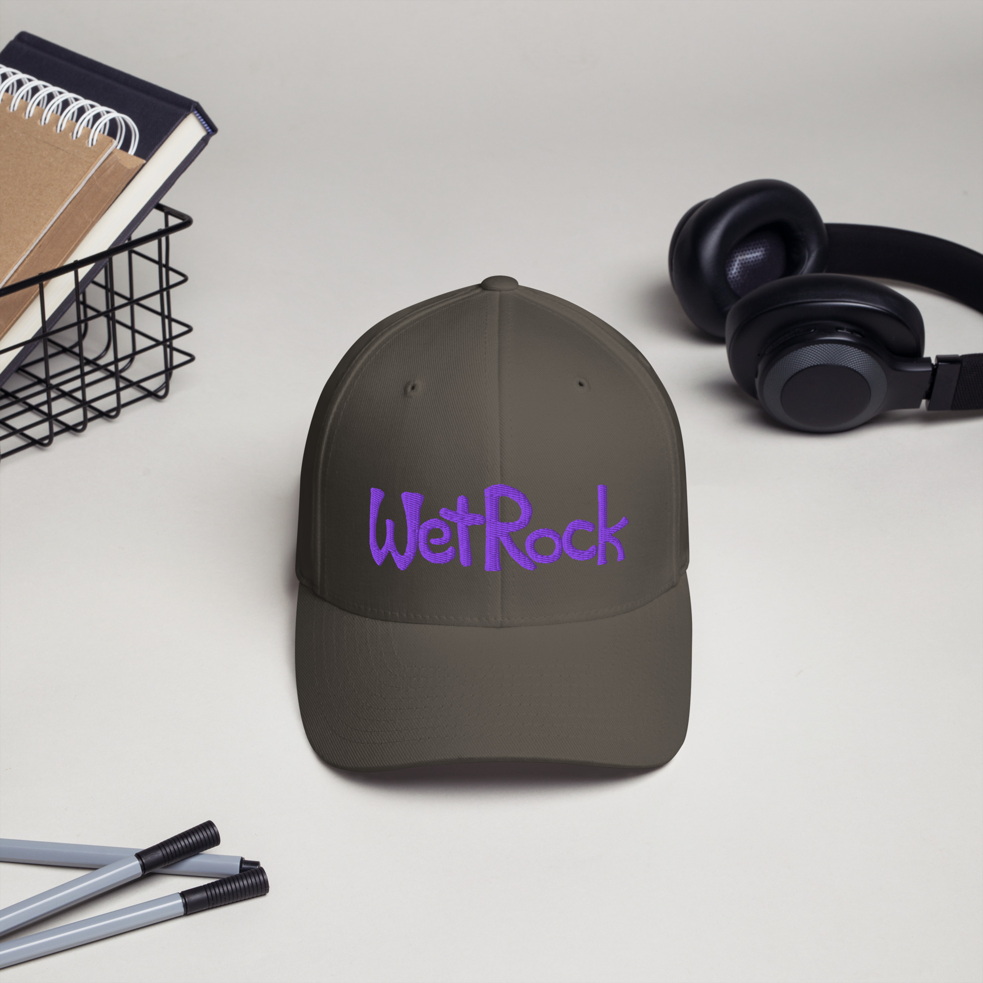 Embroidered Twill Cap. Purple “WetRock” Logo. Structured (stiff front to hold it’s shape) - Image 12