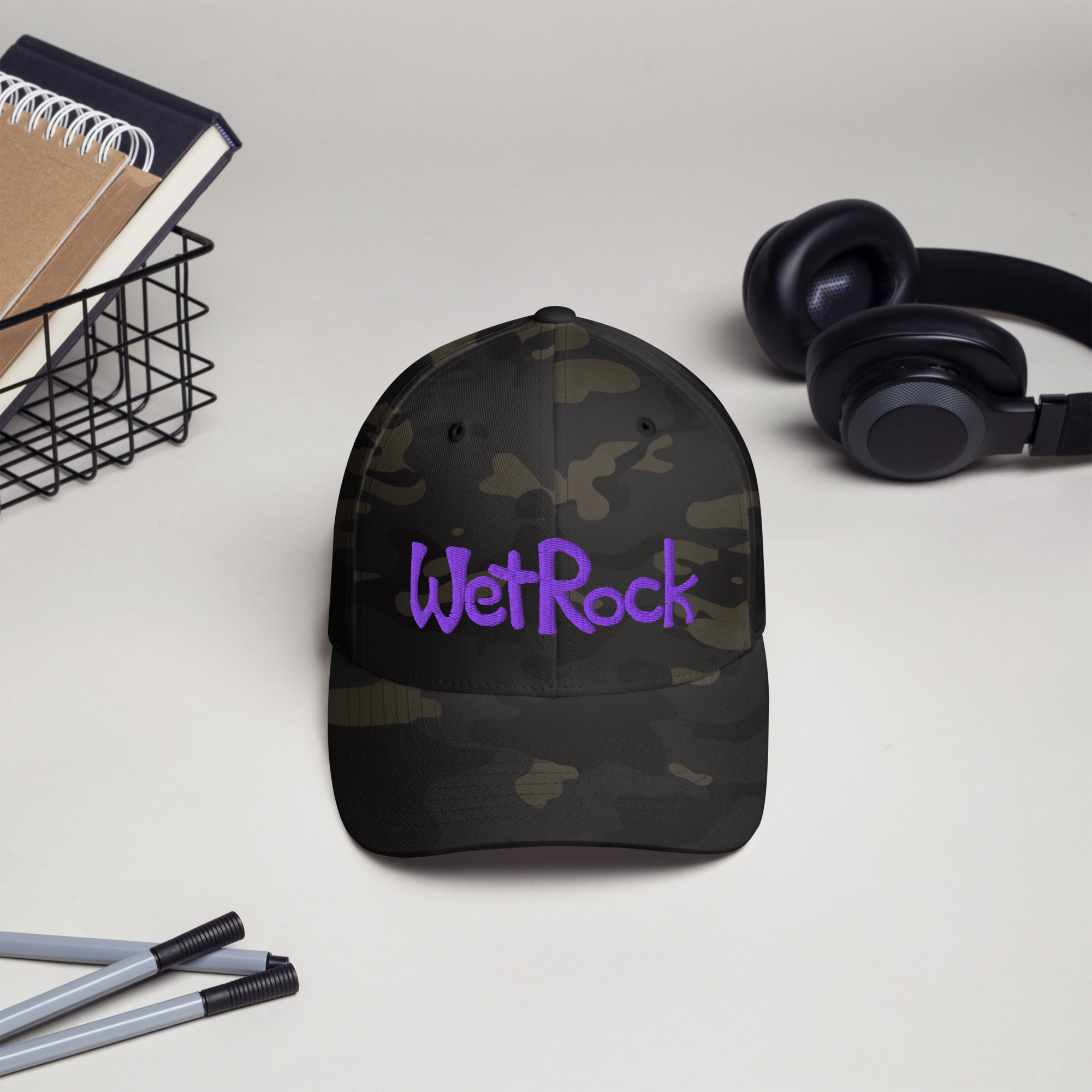 Embroidered Twill Cap. Purple “WetRock” Logo. Structured (stiff front to hold it’s shape) - Image 6
