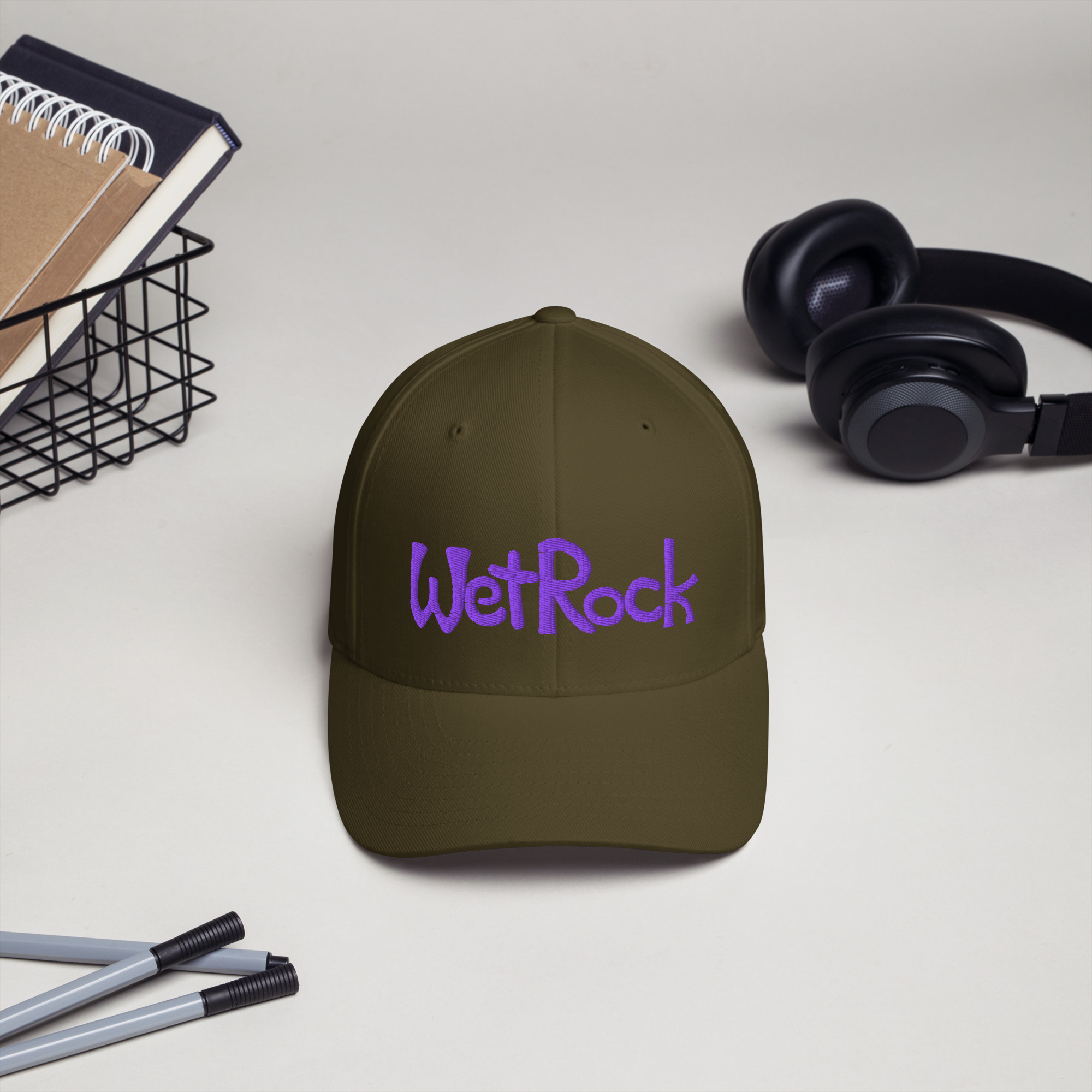 Embroidered Twill Cap. Purple “WetRock” Logo. Structured (stiff front to hold it’s shape) - Image 11