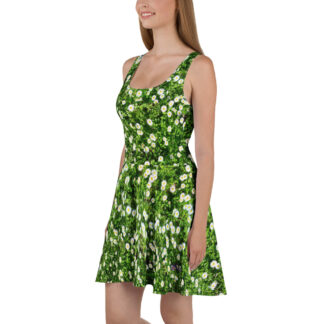 Lawn Daisy Skater Dress Real lawn with real flowers :-) Green Flowery Tank-Top Dress