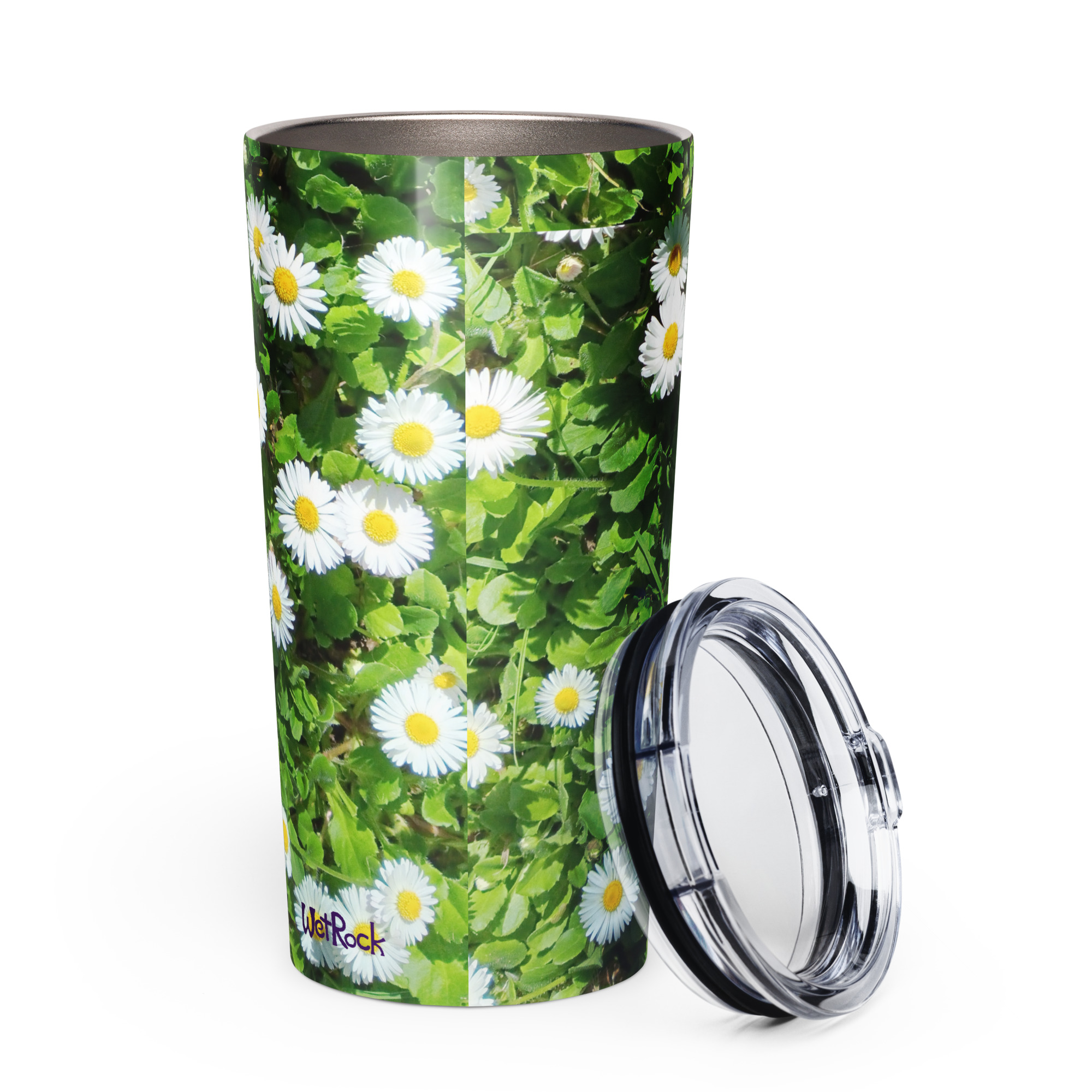 Lawn Daisy Tapered stainless steel Vacuume-Insulated tumbler. Real lawn with real flowers :-) Green Flowery Drinkware - Image 2