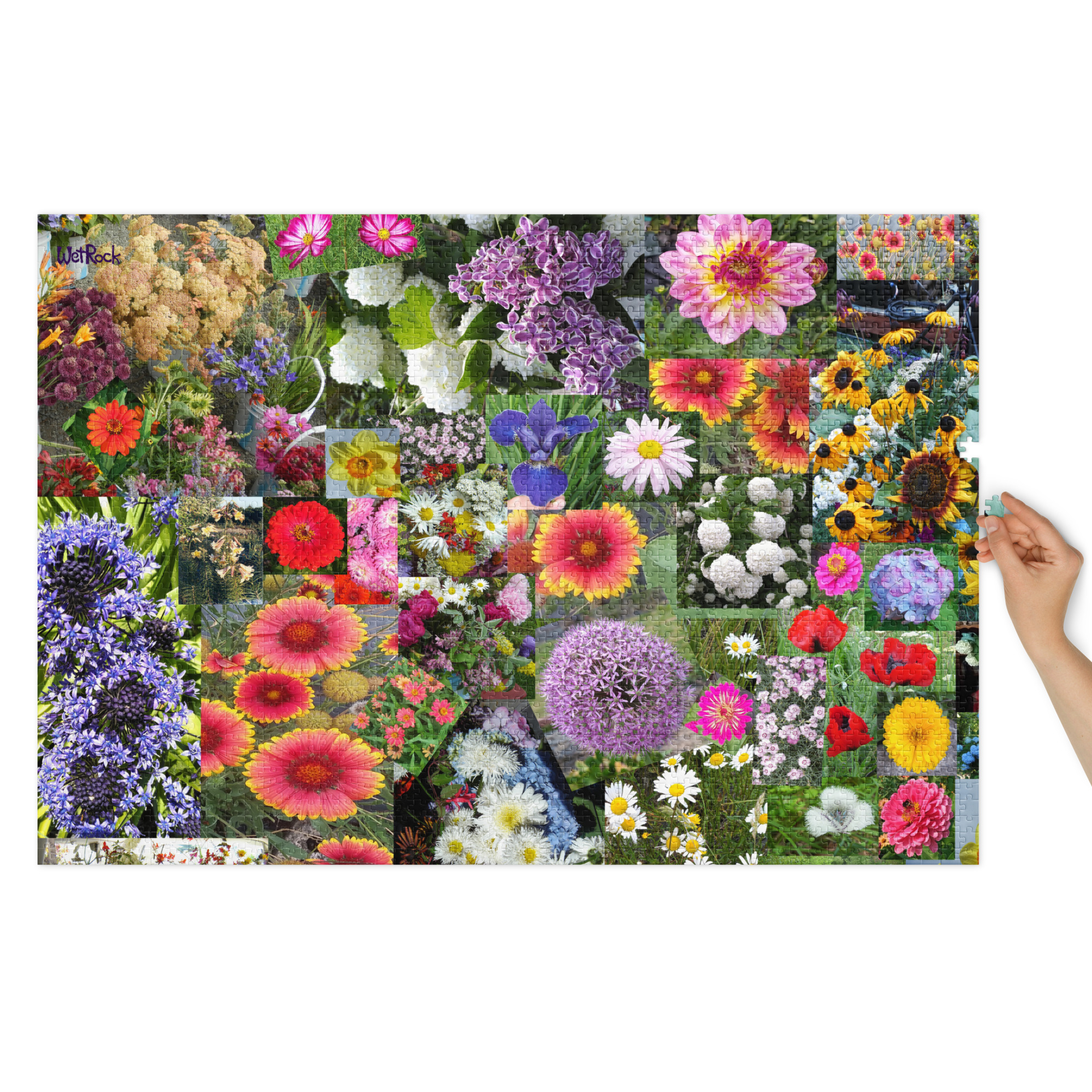 Metal Tin Boxed Jigsaw puzzle. Farm flowers also printed on box lid. Colorful fun game, brain teaser - Image 2